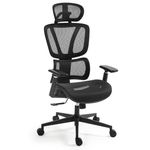 FORTIA Ergonomic Office Desk Chair, Coolmesh Fabric, Adjustable Lumbar Support, Headrest, Armrest and Recline, Black