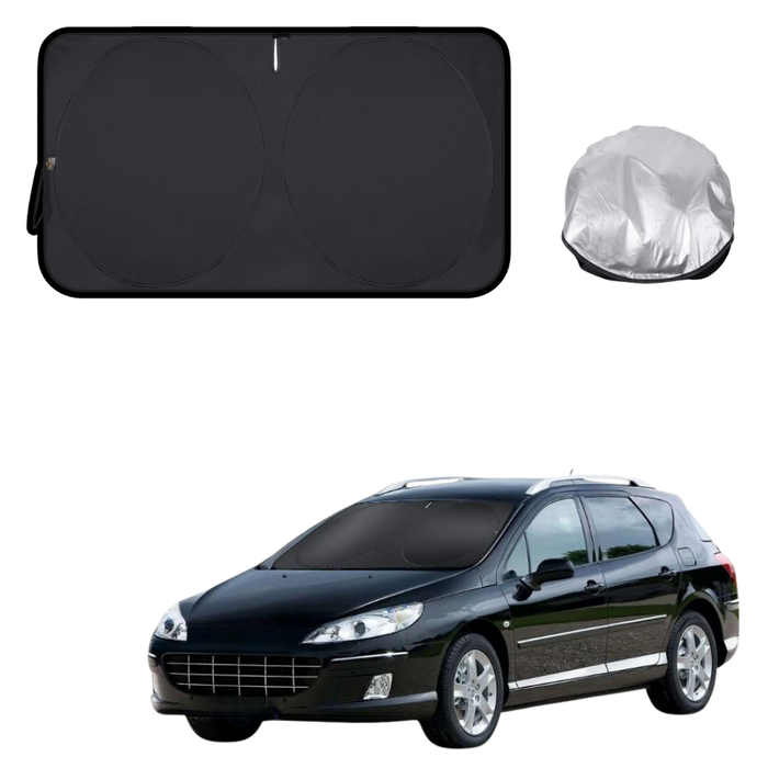 Front Windscreen Sun Shade for Peugeot 407 2004 - 2010 Hatch - Standard 150 x 85 cm - Black