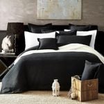 CottonMore 100% Premium Cotton Black Waffle Quilt Cover Set - King