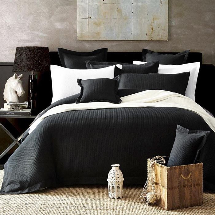 CottonMore 100% Premium Cotton Black Waffle Quilt Cover Set - King