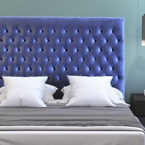 Istyle Modern Classic Mansory King Velvet Bed Head Blue