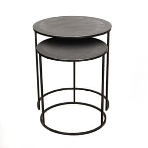 Set Of 2 Ssh Collection Philip 41 And 49cm Wide Nesting Side Tables - Nickel
