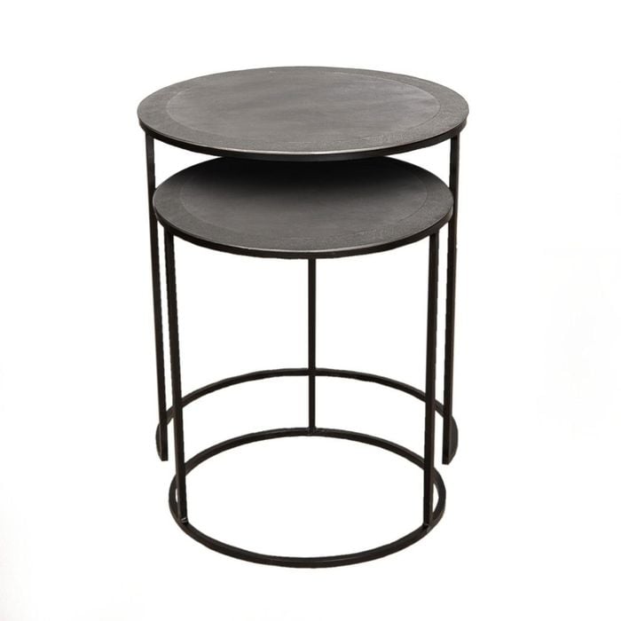 Set Of 2 Ssh Collection Philip 41 And 49cm Wide Nesting Side Tables - Nickel