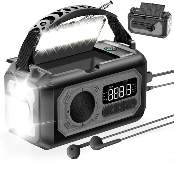 Emergency Hand Crank Solar Radio Gray