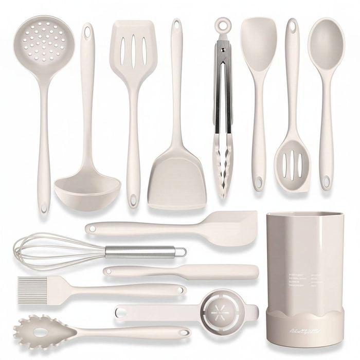 Dishwasher Safe Silicone Cooking Utensils Set - 446°F Heat Resistant for Nonstick Cookware