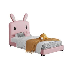 Ally Rabbit King Single Bed Frame - Dusty Pink