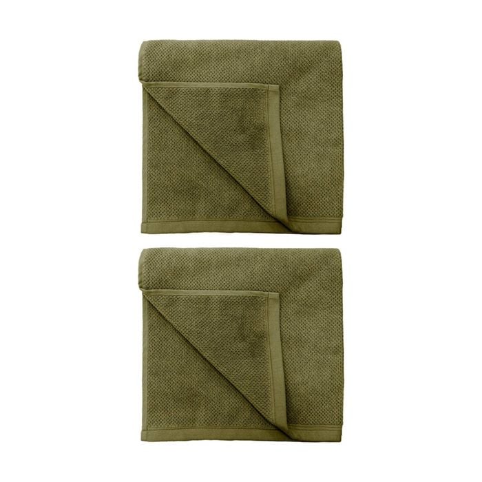 2PK Bambury Angove 600gsm Soft Absorbent Cotton Bath Towel 70x140cm Green