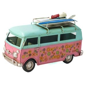 Boyle Metal Ornament Home Decor Hand-painted Vintage Blue Top Flower Van 25cm