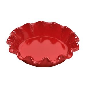 Emile Henry 26cm Ceramic Ruffled Pie Dish Burgundy