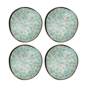 4pk Lvd Flower Mist Decorative Round Coconut Capiz Trinket/jewellery Bowl 13x6cm