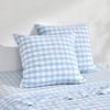 Dreamaker Lola Washed Cotton Yarn Dyed Gingham Euro Pillowcase Sky Twin Pack