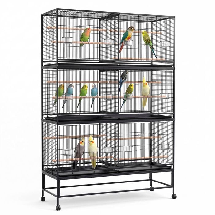 Advwin 1.8M Bird Cage DIY Multi Compartment Parrot Aviary with Stand for Small Pet Birds