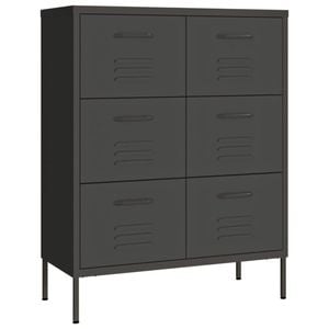 vidaXL Drawer Cabinet Anthracite Steel Sideboard Cupboard Home Display Cabinet