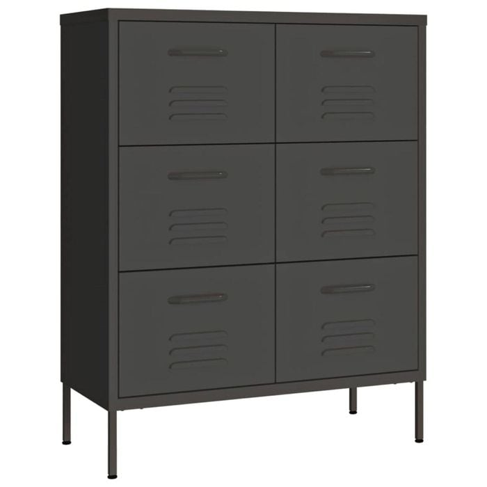 vidaXL Drawer Cabinet Anthracite Steel Sideboard Cupboard Home Display Cabinet
