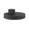 Argon Tableware 12pc Linea Round Slate Placemats & Coasters Set - Black Natural Stone Dinnerware Plate Placemats Drink Mats