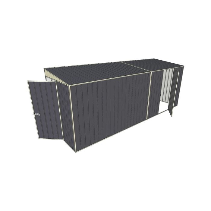 Build-a-Shed 1.5 x 5.2 x 2m Single Hinged Side Door Skillion Shed - Grey