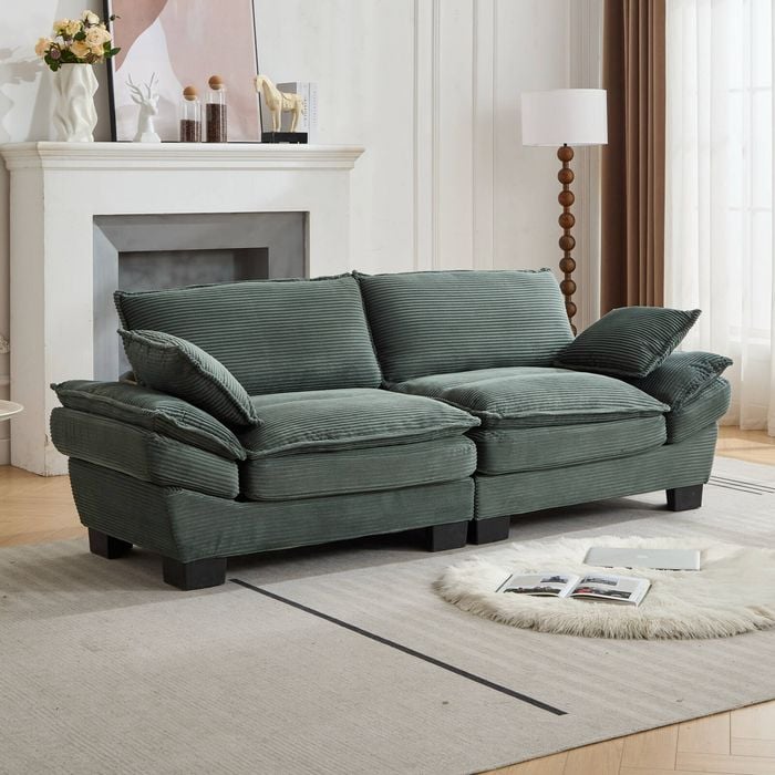 Homfurn Modern 3 Seater Cloud Sofa, Green