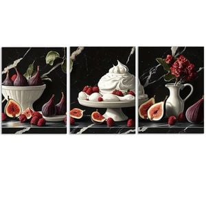 3pcs Dessert cake Art Painting Print 100% Australian Made 3 x 40x60cm (Metal Print)