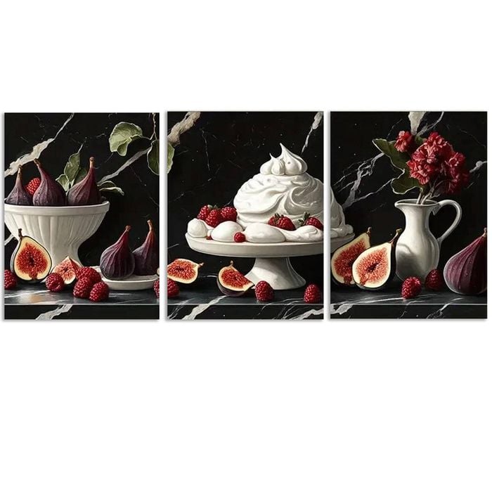 3pcs Dessert cake Art Painting Print 100% Australian Made 3 x 40x60cm (Metal Print)