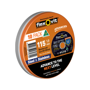 Flexovit 115 x 1.0 x 22.23mm T-41 Reinforced Cut-Off Wheel - 10 Pack