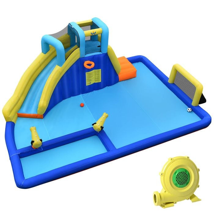 Costway Inflatable Water Slide Splash Pool Park Soccer Zone w/680W Blower