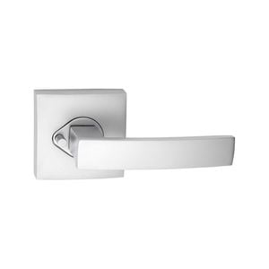 Schlage Satin Pearl Valor Series Angular Square Rose Privacy Lever Set
