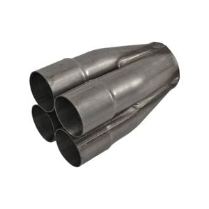 Outlaw Unpolished Stainless Steel 4 Into 1 Merge Collector - 4 X 2" ID, 3" Outlet, 7-1/2" Long