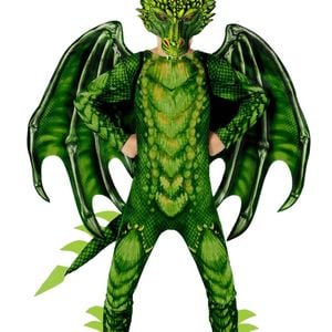 Deluxe Mythical Teen Boys Green Dragon Costume - XLarge
