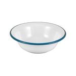 Urban Style Enamelware 14cm/350ml Basin/Bowl w/ Blue Rim - White