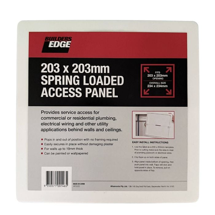Builders Edge 203 x 203mm Spring Loaded Access Panel