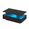 Ufurniture High Gloss Coffee Table with Storage Drawer and Open Shelf for Home Living Room Table Black