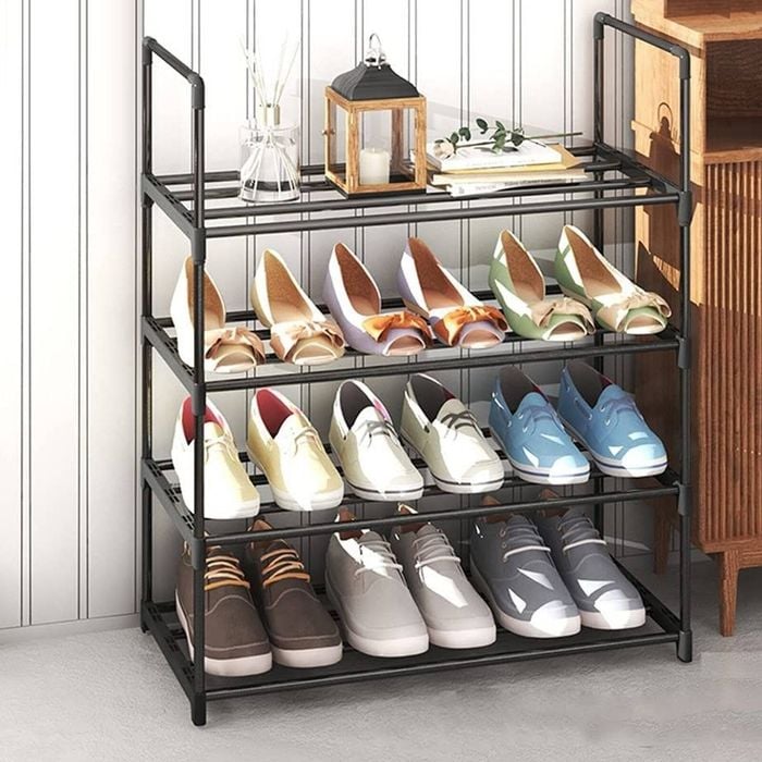 4-Tier Stainless Steel Shoe Rack Storage Organizer to Hold up to