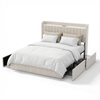 Advwin Bed Frame Double Size with 4 Storage Drawers & Charging Station Biege