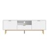 Cosmoliving White Fluted 180cm Tv Stand With Gold Accents