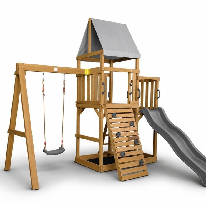 Georgia Swing Fort - Pearl Grey Slide & Accessories