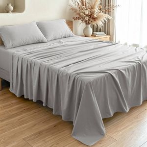 Bianca Fletcher Flannelette Flat/Fitted Sheet/Pillowcase Silver Super King Bed