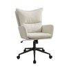 Oikiture Mid Back Office Chair Swivel Desk Chair Wide Seat Armrest Beige