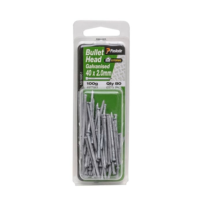 Paslode 40 x 2.0mm Galvanised Bullet Head Nail - 80 Pack