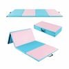 Costway 4-folding Exercise Mat Gymnastics Yoga Tumbling Mat Blue & Pink