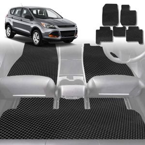 6D Diamond Car Floor Mats for Ford Escape 2013-2019-Full Set-Black-Outback GT