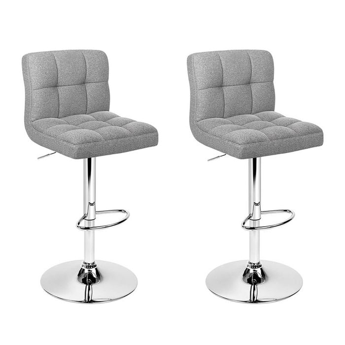 Homfurn Set Of 2 Adjustable Swivel Bar Stools Gas Lift Grey 68-81cm Seat Height Kitchen Home Bar Dining Room Cafe