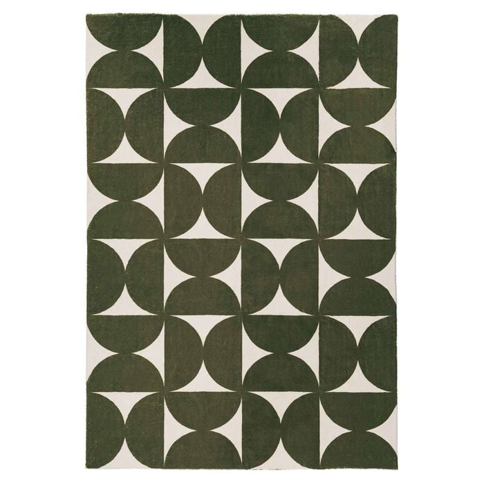 Loopsie-180cm X 120cm-jardime Green And Ivory Geometric Washable Rug