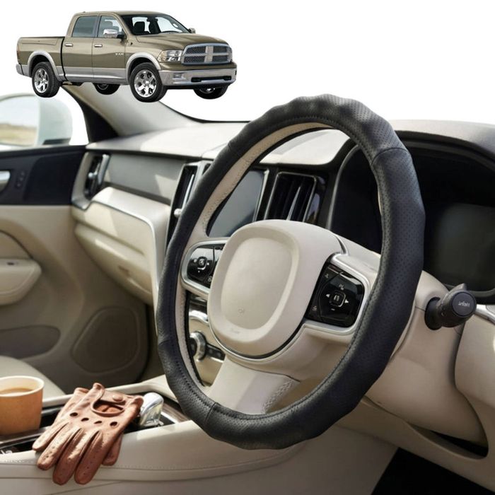 Australian Goose Steering Wheel Cover for RAM 1500 Laramie 2009 - 2018 (DS/DJ/D2) Circle Black