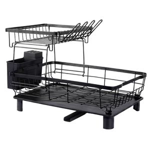 Toque 2 Tier Drying Rack Kitchen Organizer Storage Plate Drainer Cutlery Holder