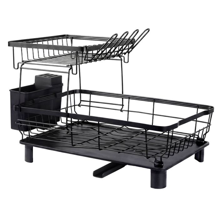 Toque 2 Tier Drying Rack Kitchen Organizer Storage Plate Drainer Cutlery Holder