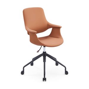 Sabia Oliver High Back Pre-Assembled Office Chair Tan Upholstered Black Frame