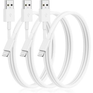 iWill 3 Pack 1m Data Transfer Charger Charging USB Cable Cord for Apple iPhone iPad iPod Bulk White TPE