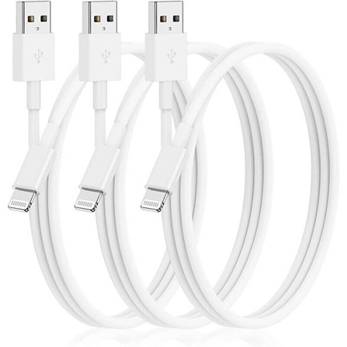 iWill 3 Pack 1m Data Transfer Charger Charging USB Cable Cord for Apple iPhone iPad iPod Bulk White TPE