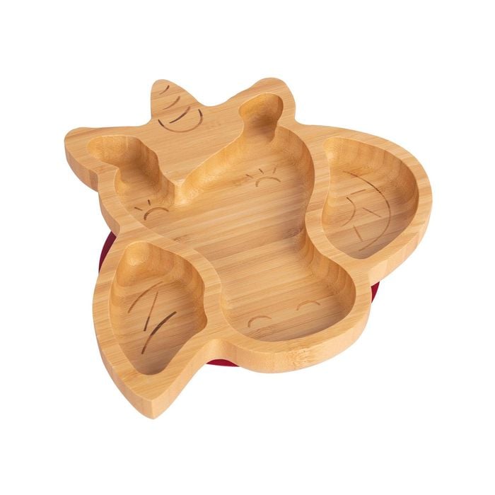 Tiny Dining Children's Bamboo Unicorn Plate with Suction Cup - Segmented Design - 23cm