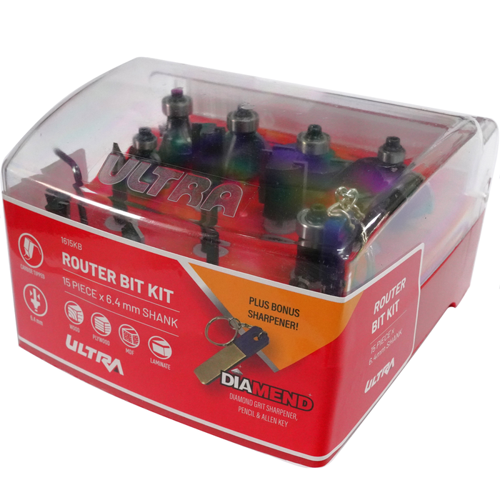 Ultra 15 Piece Ultra Router Bit Kit